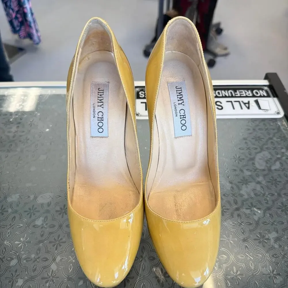 Jimmy Choo Yellow Patent Leather Pumps Sz 36.5 US 6